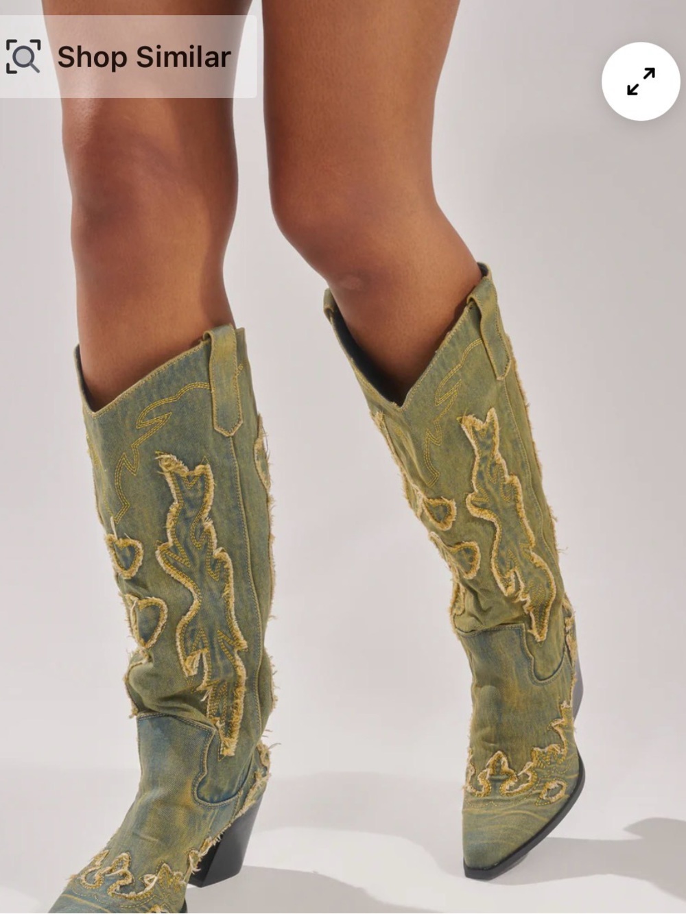 AKIRA AZALEA WANG HEINRICH DENIM WESTERN LOW HEEL BOOT Size 6